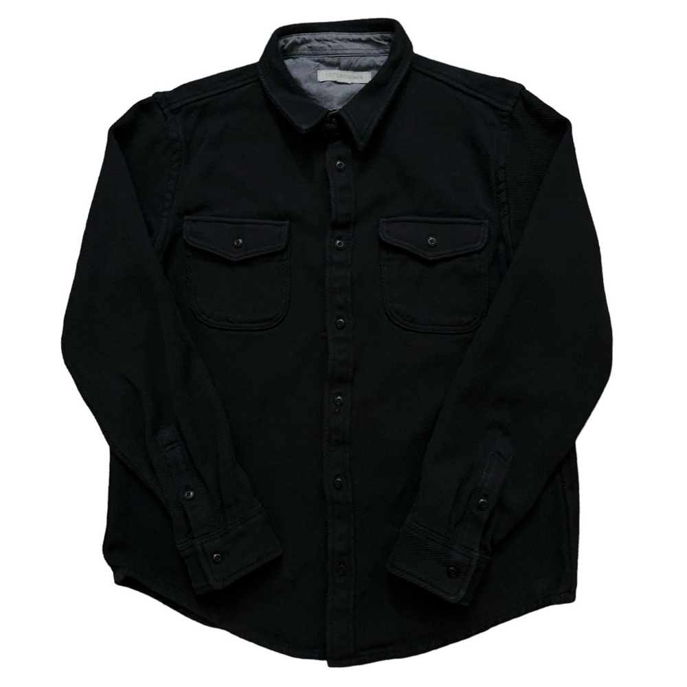 Outerknown Blanket Shirt Mens Size L Long Sleeve Button Organic Cotton Black